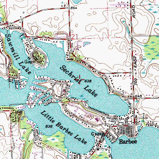 Topographic Map of Sechrist Lake, IN