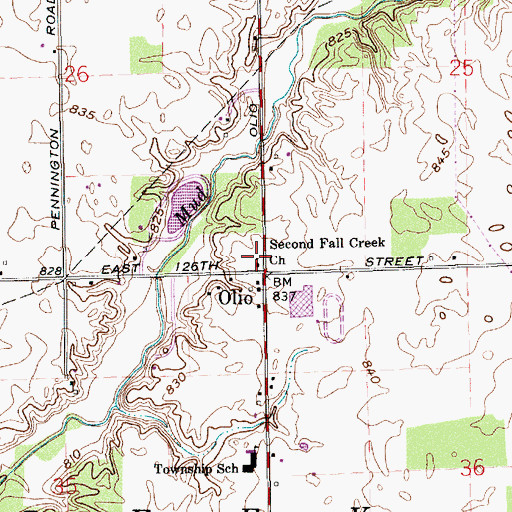 Topographic Map of Second Fall Creek Church, IN