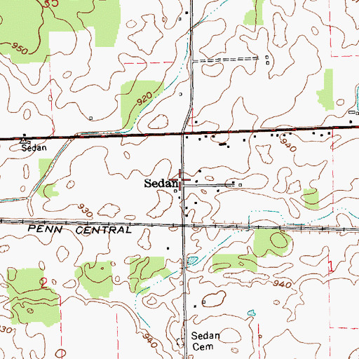 Topographic Map of Sedan, IN