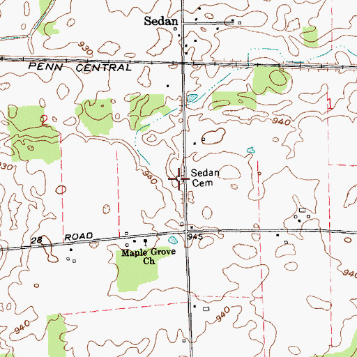 Topographic Map of Sedan Cemetery, IN