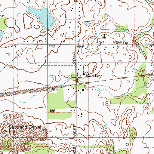 Topographic Map of Sedley, IN