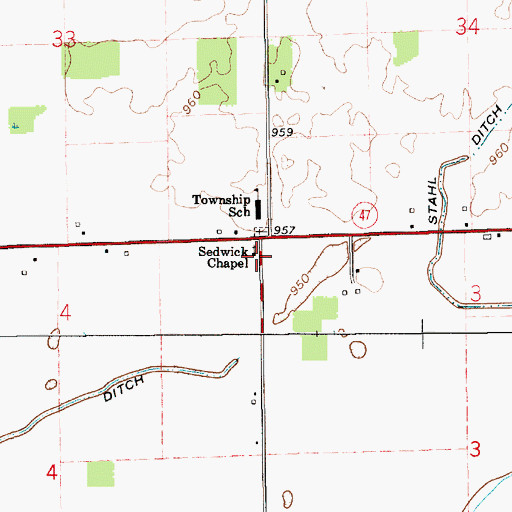 Topographic Map of Sedwick Chapel, IN