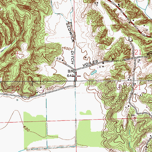 Topographic Map of Sedwick Ditch, IN