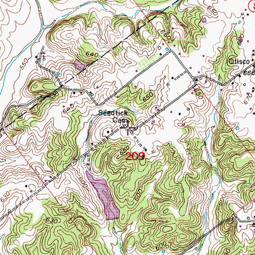 Topographic Map of Seatick Cemetery, IN