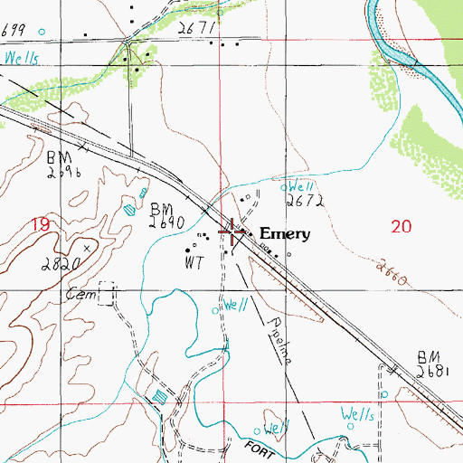 Topographic Map of Emery, AZ