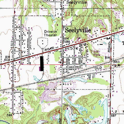 Topographic Map of Seelyville, IN