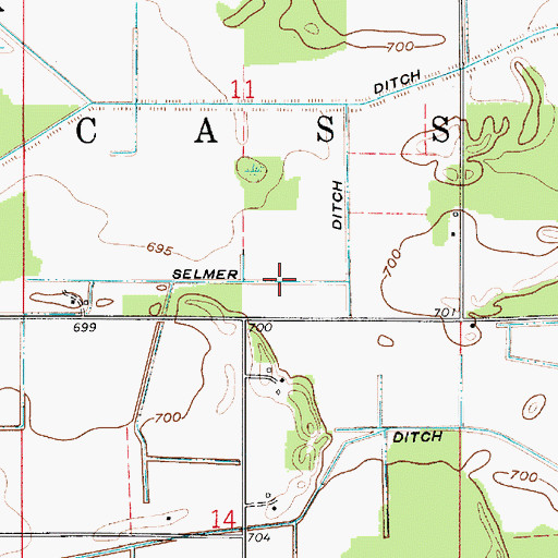 Topographic Map of Selmer Ditch, IN