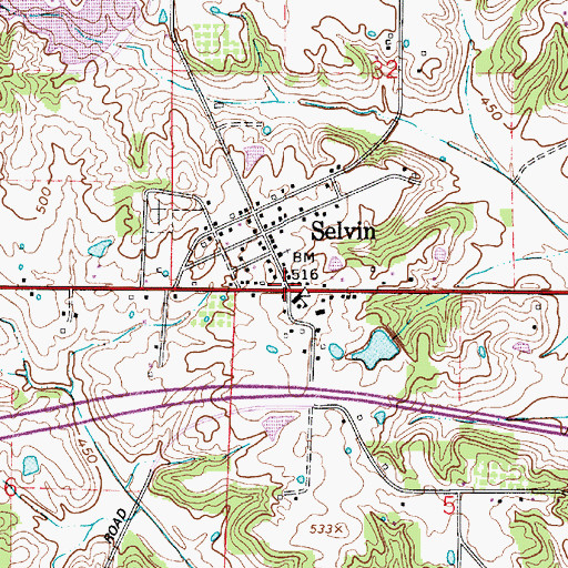 Topographic Map of Selvin, IN