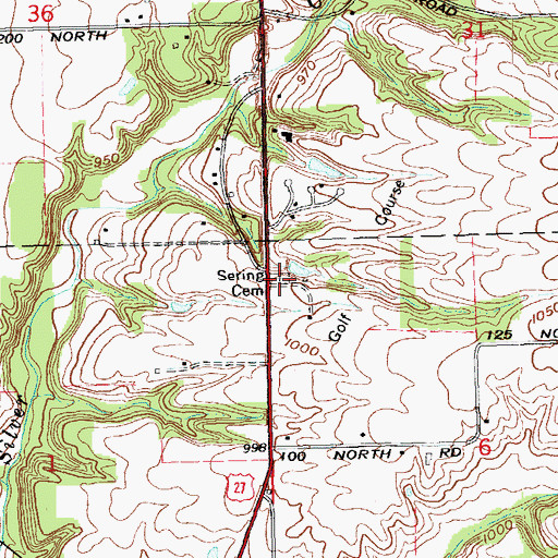 Topographic Map of Sering Cemetery, IN