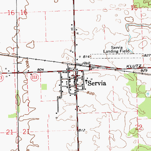 Topographic Map of Servia, IN