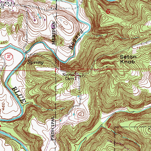 Topographic Map of Seton Cemetery, IN