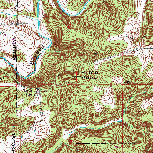 Topographic Map of Seton Knob, IN