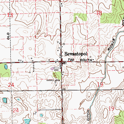 Topographic Map of Sevastopol, IN