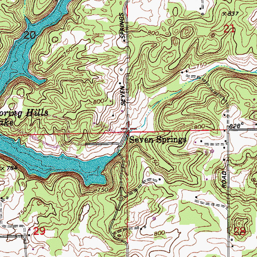 Topographic Map of Seven Springs, IN