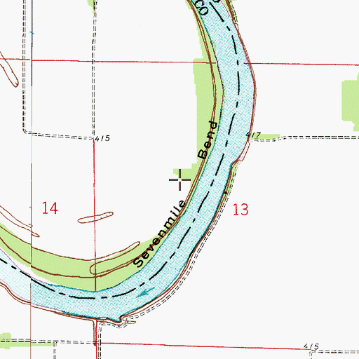 Topographic Map of Sevenmile Bend, IN