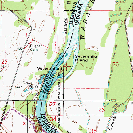 Topographic Map of Sevenmile Island, IN