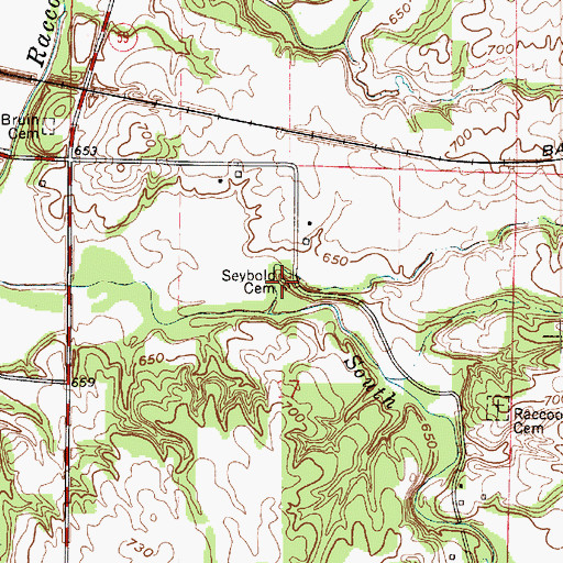 Topographic Map of Seybold Cemetery, IN