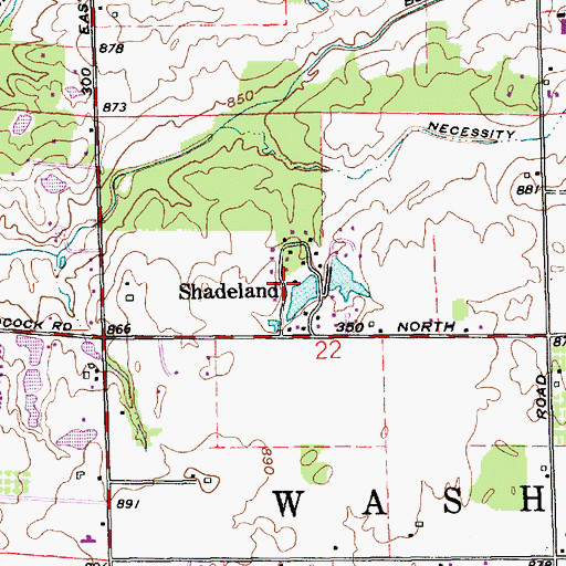 Topographic Map of Shadeland, IN