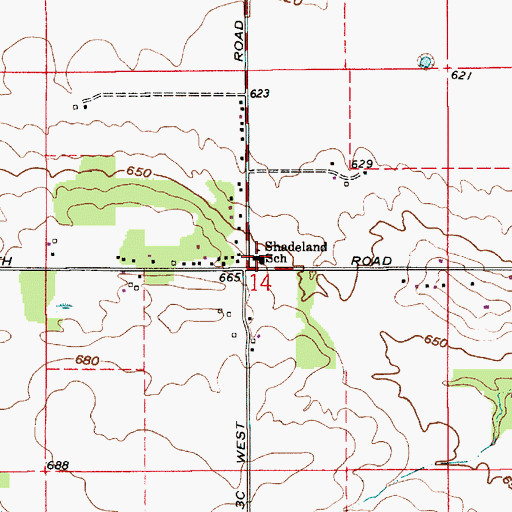 Topographic Map of Shadeland School, IN