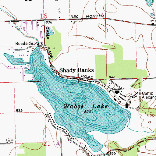 Topographic Map of Shady Banks, IN
