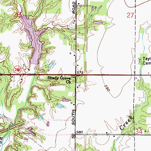 Topographic Map of Shady Grove Church, IN