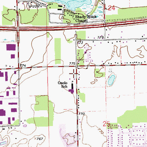 Topographic Map of Shady Nook Chapel, IN