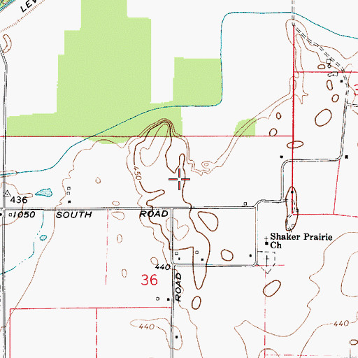 Topographic Map of Shaker Prairie Church, IN