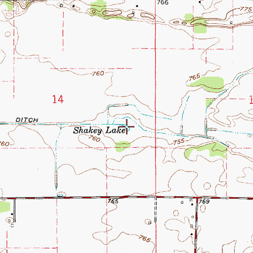 Topographic Map of Shakey Lake, IN