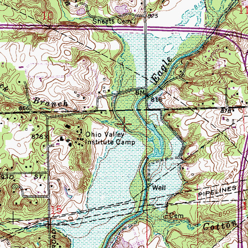 Topographic Map of Shamrock Branch, IN