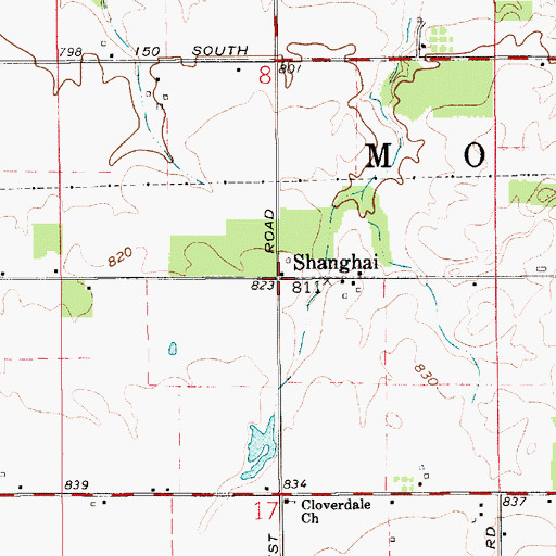 Topographic Map of Shanghai, IN