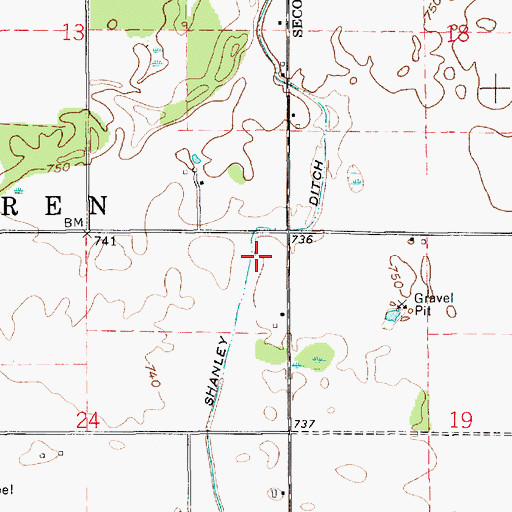 Topographic Map of Shanley Ditch, IN