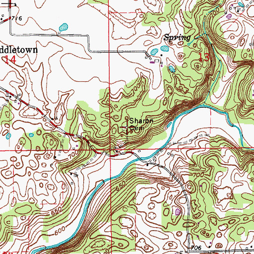 Topographic Map of Sharon Cemetery, IN