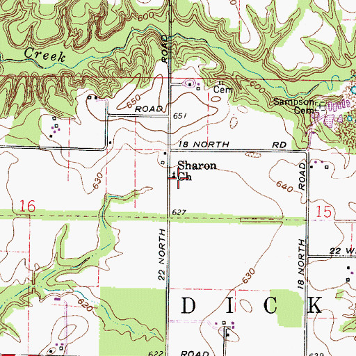 Topographic Map of Sharon Church, IN