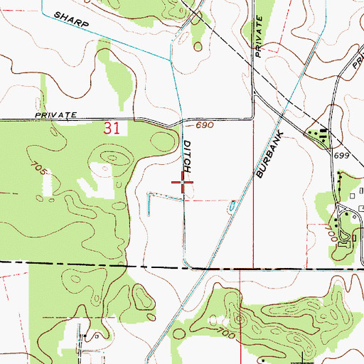 Topographic Map of Sharp Ditch, IN
