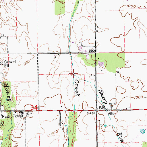 Topographic Map of Sharp Run, IN