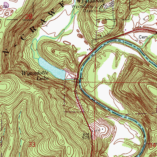 Topographic Map of Sharpe Creek, IN