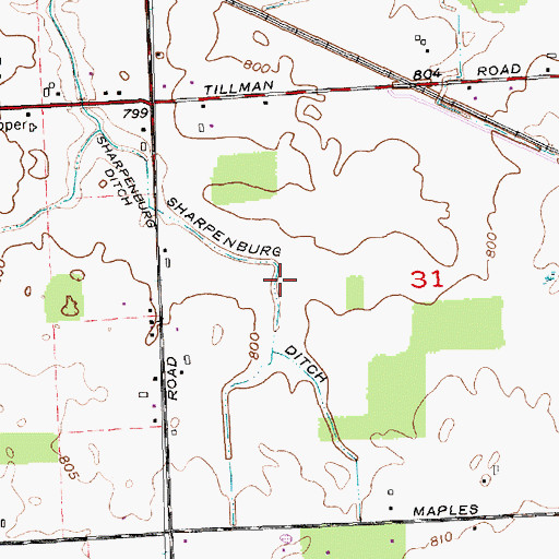 Topographic Map of Sharpenburg Ditch, IN