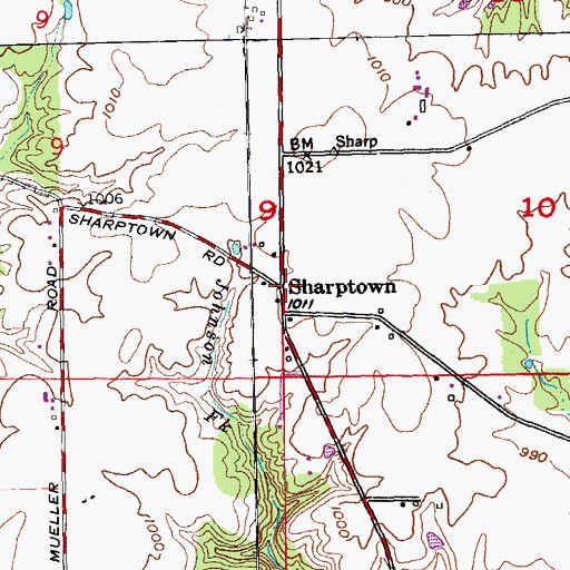 Topographic Map of Sharptown, IN