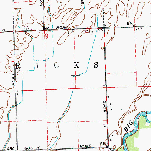 Topographic Map of Shaw Ditch, IN