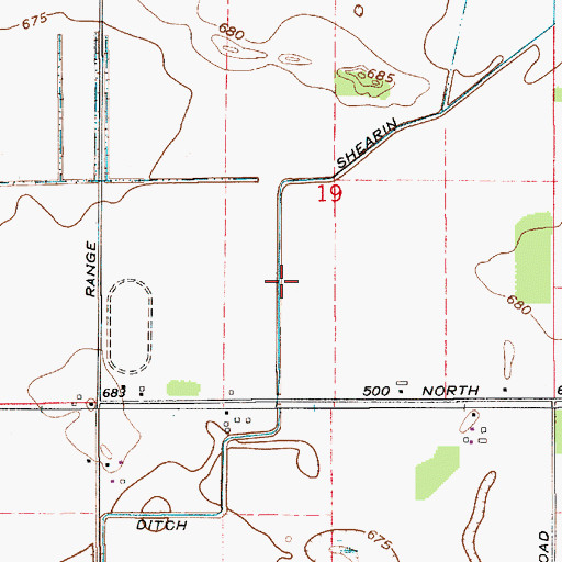 Topographic Map of Shearin Ditch, IN