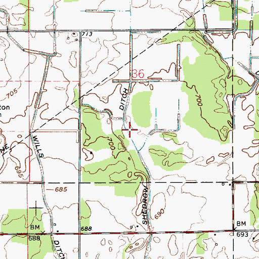 Topographic Map of Shedrow Ditch, IN