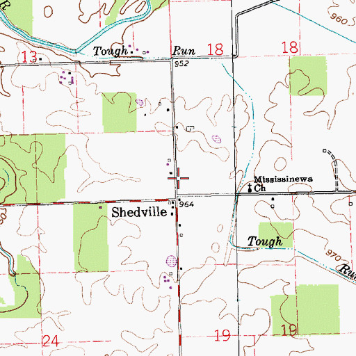 Topographic Map of Shedville, IN