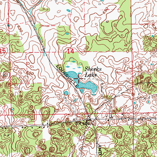 Topographic Map of Sheeks Lake, IN