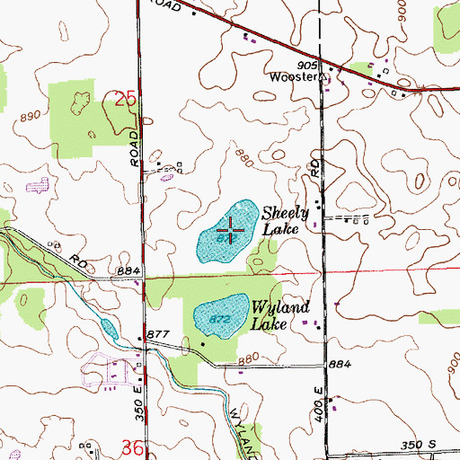 Topographic Map of Sheely Lake, IN