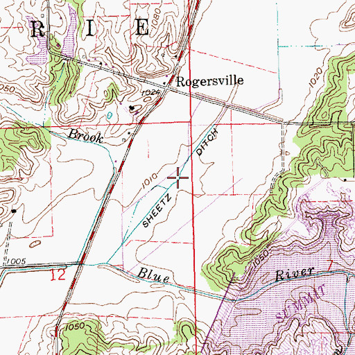 Topographic Map of Sheetz Ditch, IN
