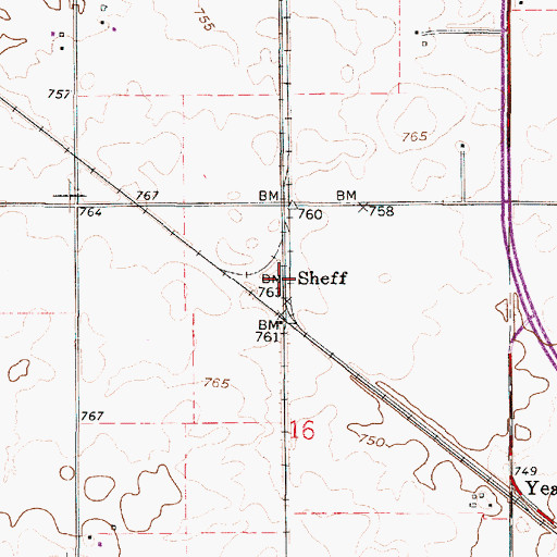 Topographic Map of Sheff, IN
