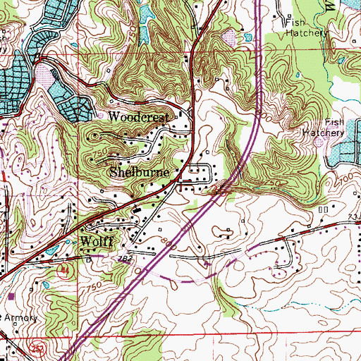 Topographic Map of Shelburne, IN