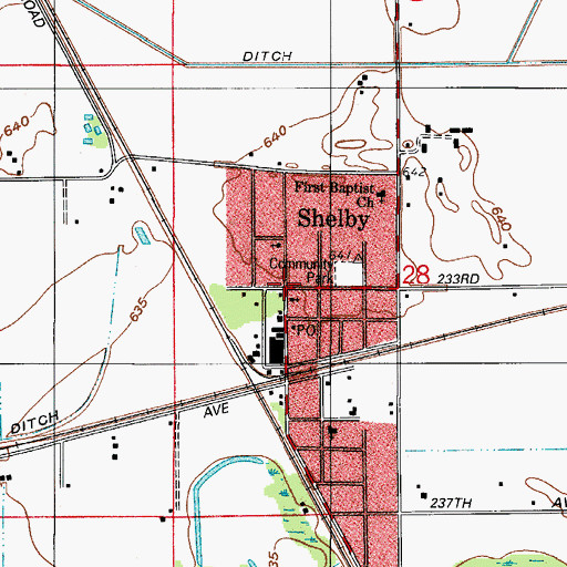 Topographic Map of Shelby, IN
