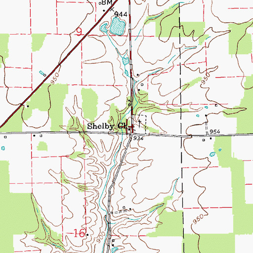 Topographic Map of Shelby Church, IN