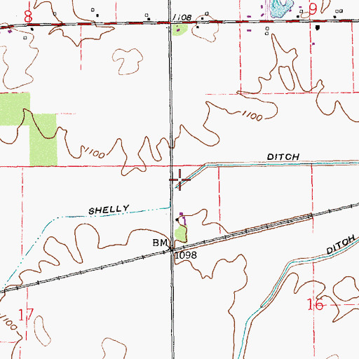 Topographic Map of Shelly Ditch, IN